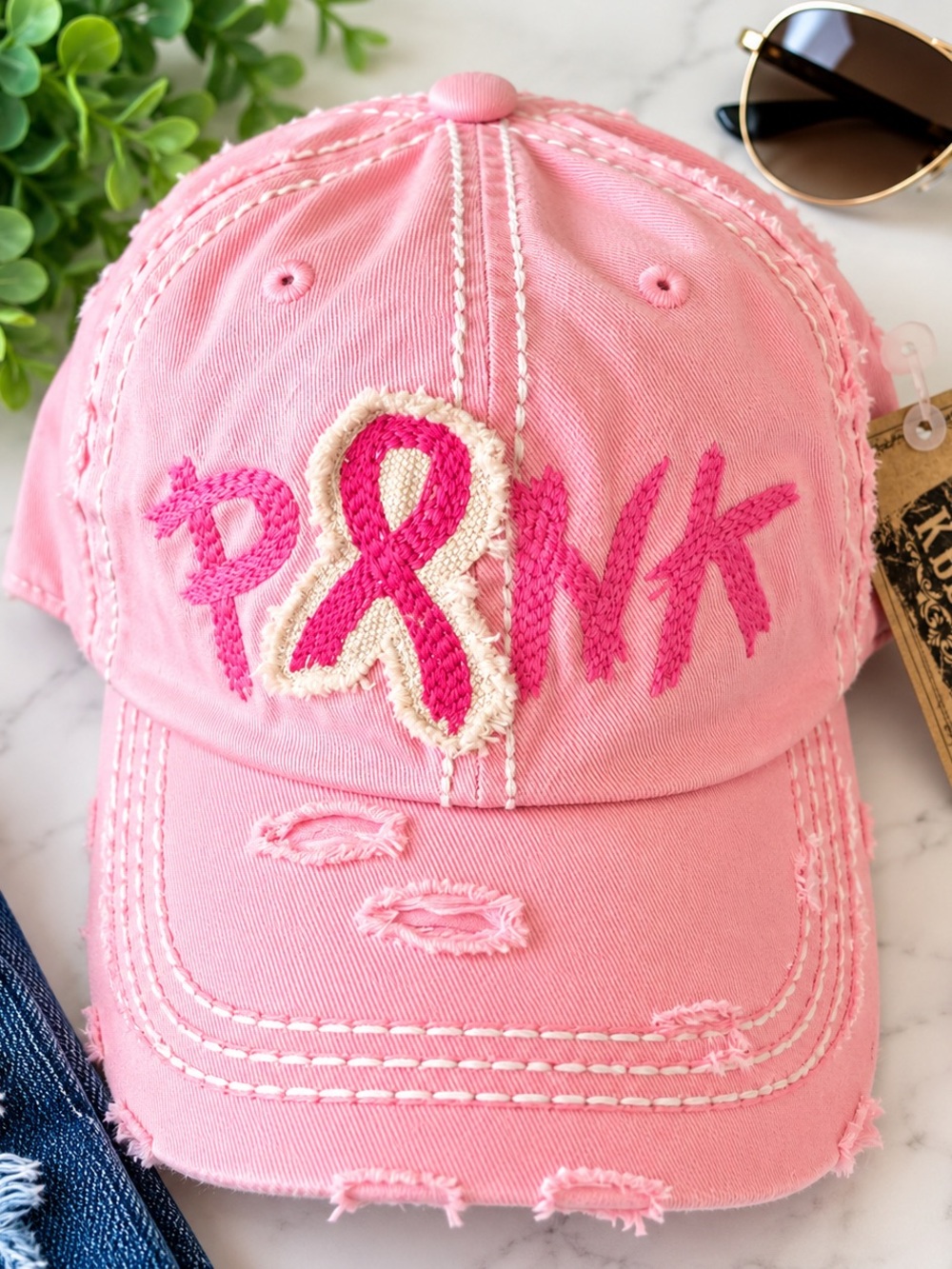 KBETHOS Pink Ribbon Embroidered Kids Baseball Cap